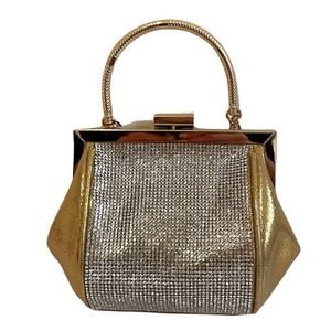 Gold 70’s Block lock Framed Mini Crystal Bag Vintage inspired -never used.
